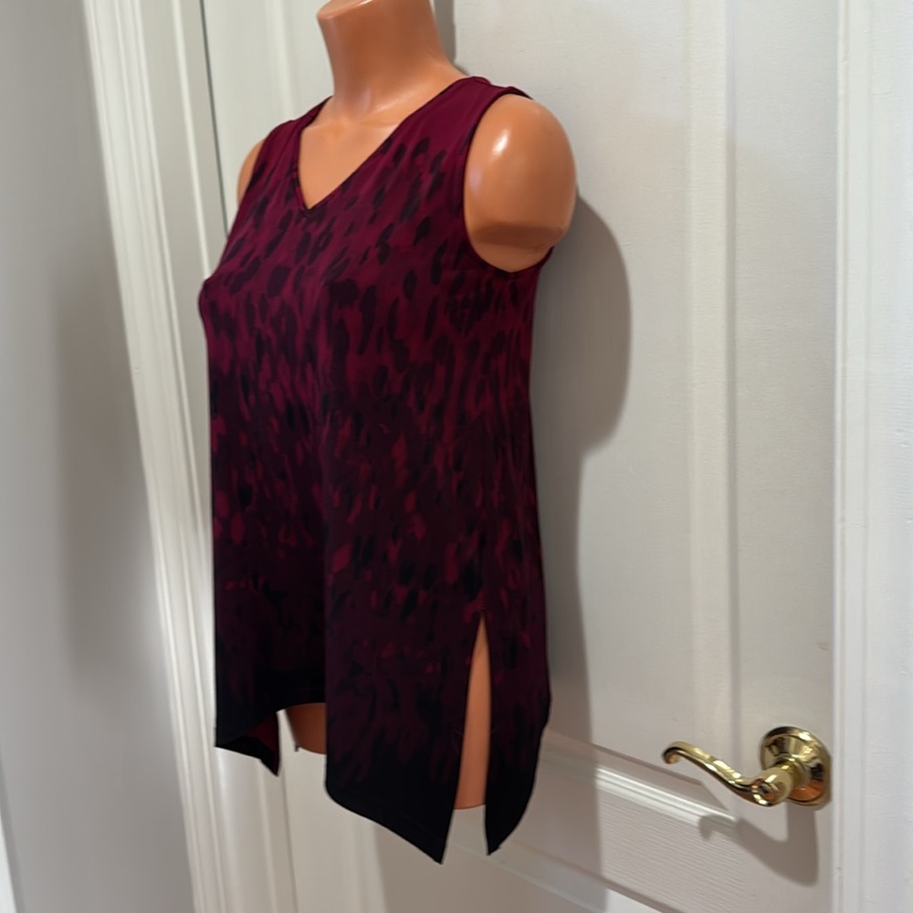 ALFANI Berry Jungle Ombre Handkerchief Hem V Neck Tank PS SP Petite Small $60 - Picture 3 of 9